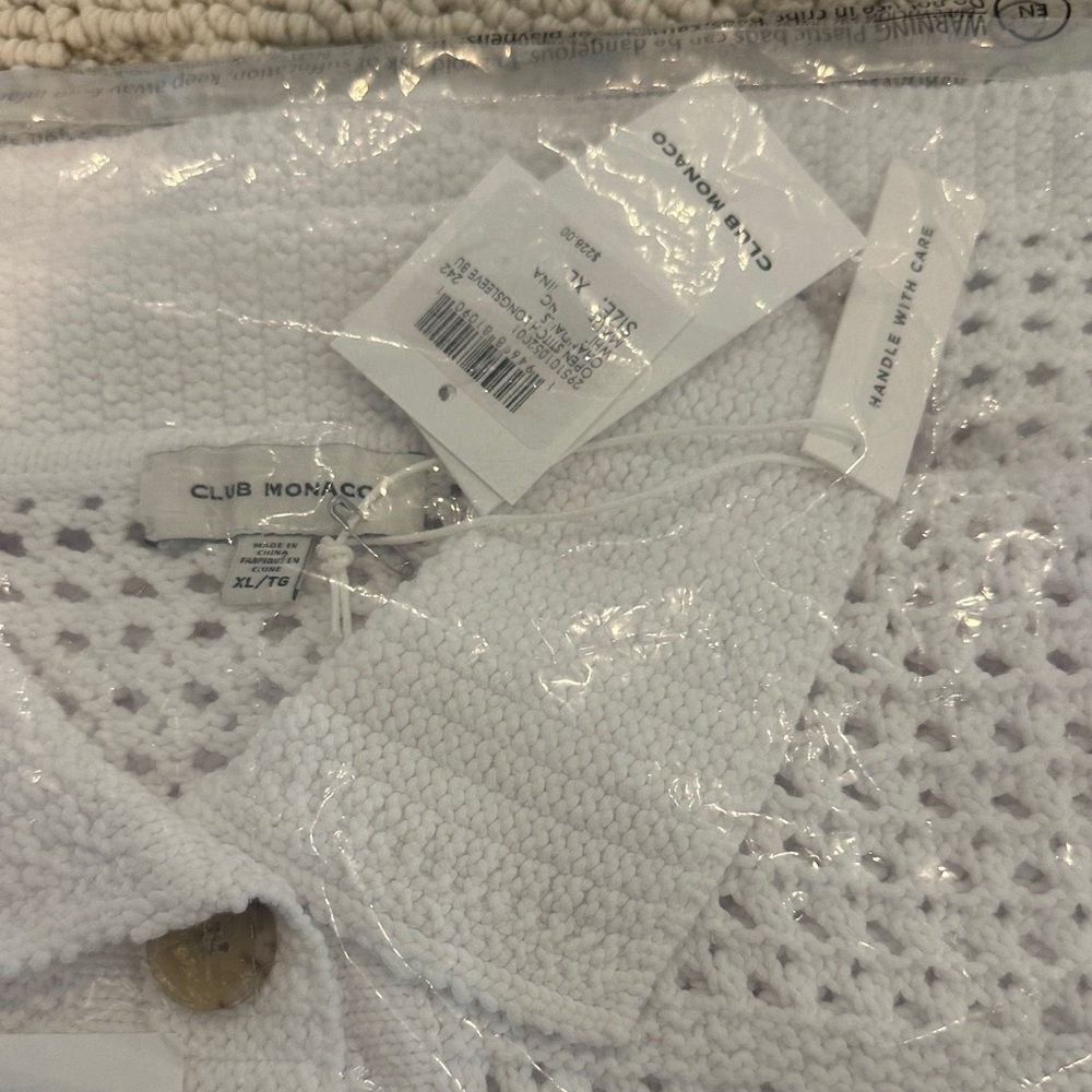 Club Monaco White High Waist Crochet Shorts - Picture 3 of 3